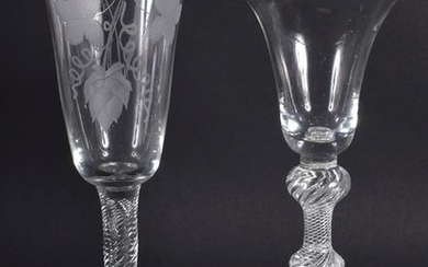 TWO EDWARDIAN GEORGE III STYLE GLASSES. 18 cm & 17 cm