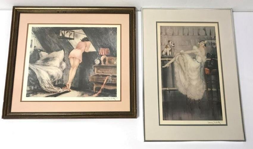 TWO LOUIS ICART REPRODUCTION PRINTS OF LADIES