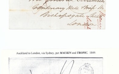 The Toulmin Packet Service Australia to U.K. Voyage 42 1849 (14 Apr.) entire from Auckland, New...