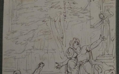 Thomas Rowlandson (1756-1827), pen and ink, a dramatic Arabian...