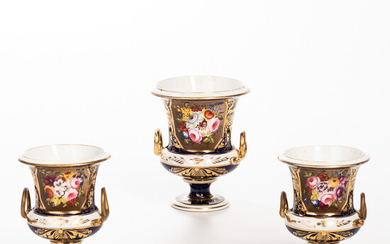 Three-piece Bloor Derby Porcelain Garniture