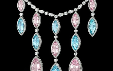 Tiffany & Co. Aquamarine Morganite and Diamond Drop