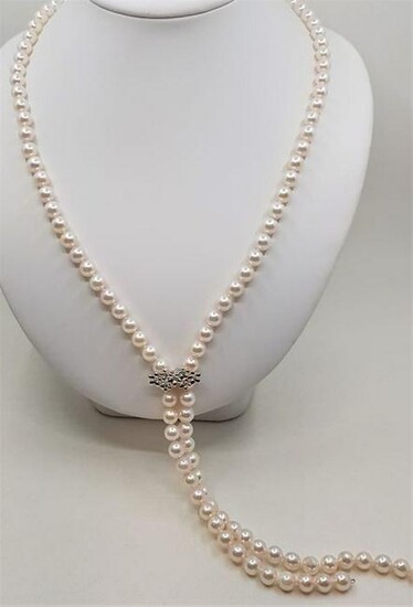 Top grade 7x8mm Akoya Pearls - Double strand Necklace