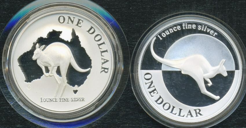 Two 1-OZ .999 Silver Kangaroo Coins