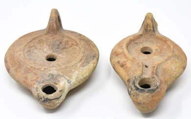 Two Antique Roman / Etruscan Pottery Lanterns