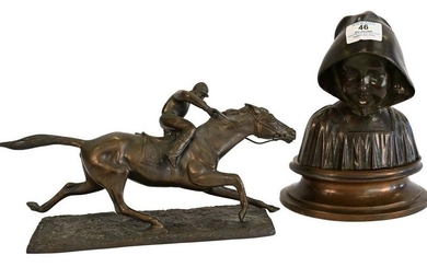 Two Bronze Sculptures, to include a small bronze bust