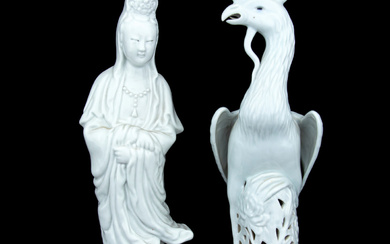 Two Chinese Blanc-de-Chine Porcelain Figures