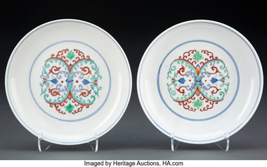 Two Chinese Doucai Plates (Qing Dynasty)