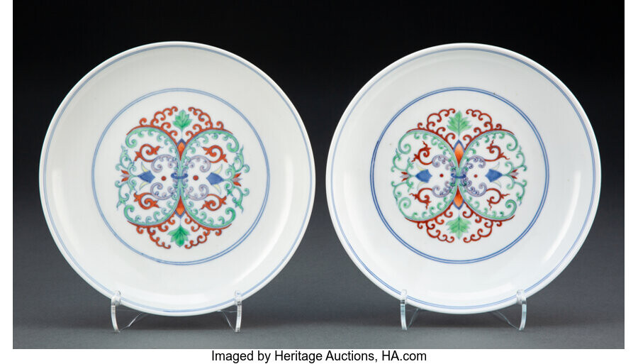 Two Chinese Doucai Plates (Qing Dynasty)