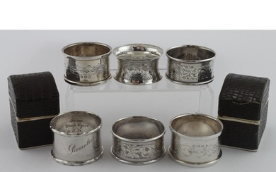 Two pairs of silver napkin rings hallmarked Birm. 1925 & Che...