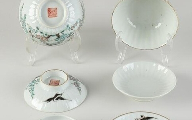 Two three-piece Chinese cups + saucers