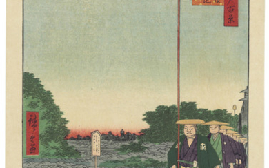 UTAGAWA HIROSHIGE (1797-1858), Kinokuni Hill and Distant View of Akasaka Tameike (Kinokunizaka Akasaka Tameike enkei)