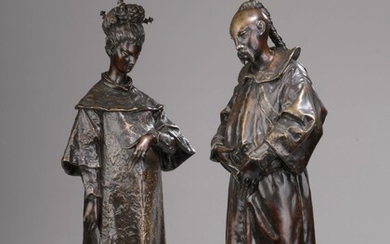 Ugolino PANICHI (1839-1882) Couple d’Asiatiques Paire de statuettes en bronze à patine brune. Signés PANICHI...