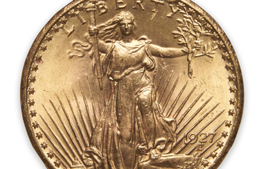 United States 1927 St. Gaudens $20 Double Eagle Gold Coin.
