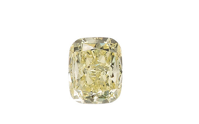 Unmounted Fancy Light Yellow Diamond The cushion-shaped diamond measures...
