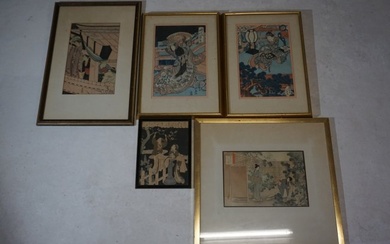 Various Antique Japanese Woodblock Prints