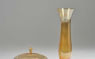 A vase, attributed to Josef Hoffmann, designed in around 1923, executed by J. & L. Lobmeyr, Vienna, and a lidded box