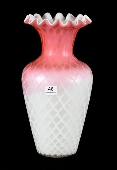 Vase, Pink Shading To White Satin Finished