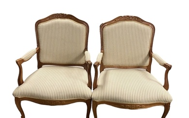 Very Elegant Pair of Walnut Upholstered Armchairs 70cm W 60c...