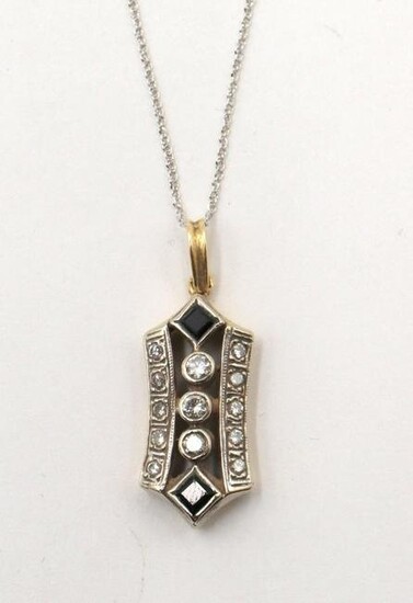 Vintage 14Kt Two-Tone Sapphire & Diamond Necklace