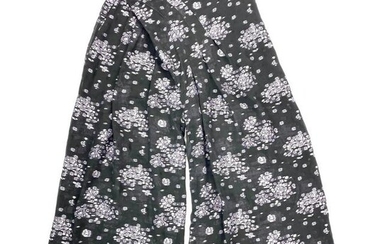 Vintage Black and Purple Floral Flare Pants, Size 2