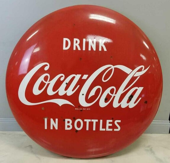 Vintage Large Porcelain "Coca-Cola" Button Sign