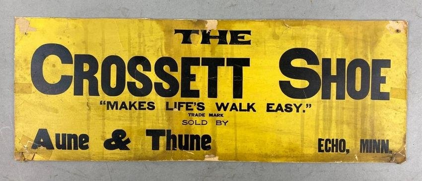 Vintage The Crossett Shoe Advertising Cardboard Sign