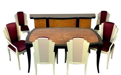 Vladimir Kagan, Mid-Century Modern, Eva Dining Room Set, Maple, Black Lacquer