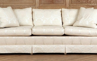 WHITE PATTERNED UPHOLSTERD SOFA LOOSE CUSHIONS
