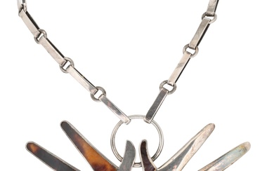 WILLIAM SPRATLING STERLING SILVER AND TORTOISE SHELL 'HANDS' NECKLACE, 1951