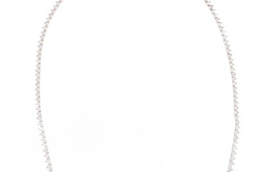 White Gold and Graduated Diamond Necklace