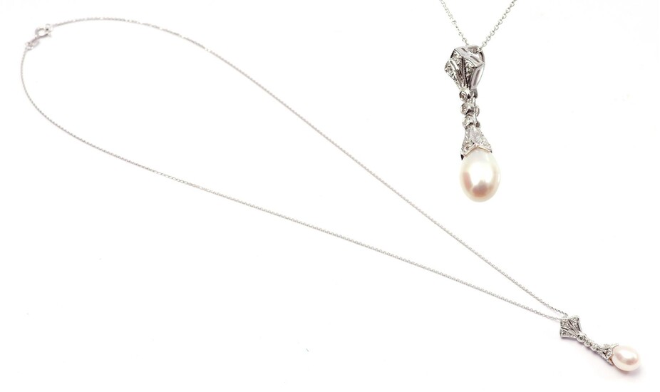 (-), White gold necklace, 14 krt., with a...