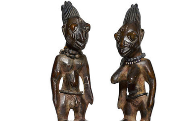 Yoruba Pair of Male and Female Figures, Igbomina Region, Nigeria