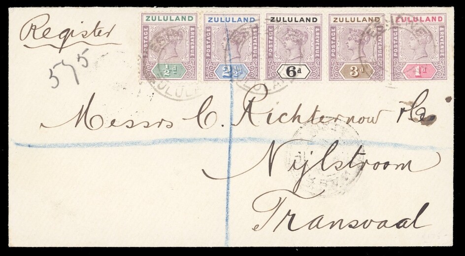 Zululand Covers and Cancellations Eshowe 1897 (Mar.) envelope registered from Eshowe to Nylestr...