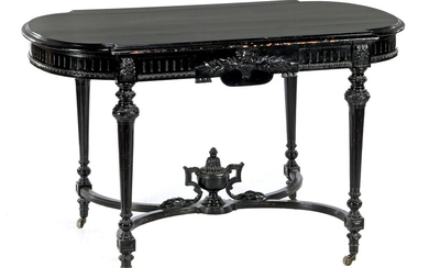 (-), Zwart geschilderd tafeltje in Louis Seize stijl,...