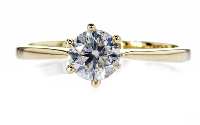 0.75 Ct Round Diamond Ring - 14 kt. Yellow gold - Ring Diamond - No Reserve