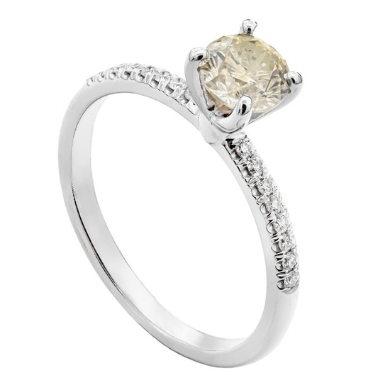 0.80 tcw Diamond Ring - 14 kt. White gold - Ring - 0.70 ct Diamond - 0.10 ct Diamonds - No Reserve Price