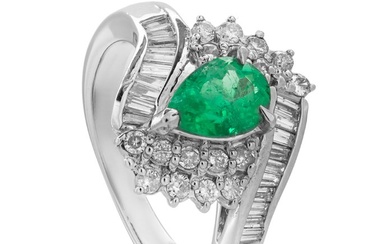 0.95 tcw Emerald Ring Platinum - Ring Emerald - 0.30 ct Diamonds - No Reserve Price