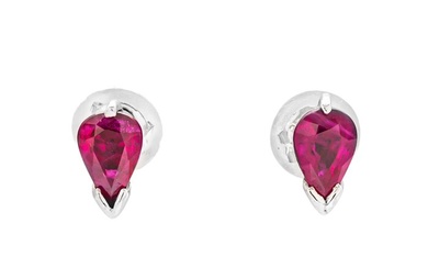 1.02 tcw Ruby Earrings Platinum - Earrings - 1.02 ct Ruby - No Reserve Price