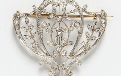 18kt Bicolor Gold and Diamond Brooch