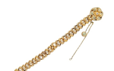 Antique 14kt Gold, Enamel, and Diamond Bracelet, Krementz & Co.