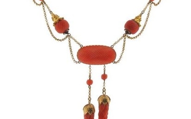 λ A George III coral and gold necklace,...