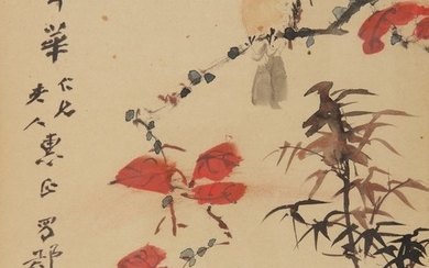 SPARROW ON TREE BRANCH, Zhang Daqian (Chang Dai-chien) 1899-1983