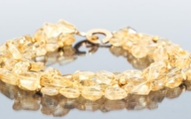 Yellow Quartz and Gold Bead Necklace