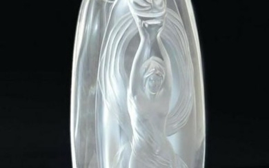 13" Marie-Claude Lalique Frosted & Clear Glass Vase