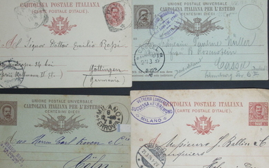 לוט 14 גלויות, נשלחו בדואר - איטליה - סוף המאה ה19 - כלילים, חותמות, לוגו – חומר טוב