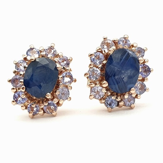 14 kt. Pink gold - Earrings - 2.15 ct Sapphire - Sapphires