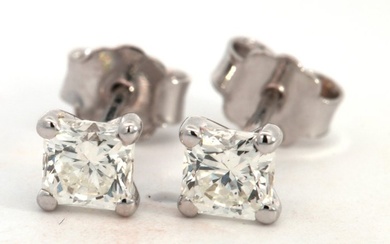14 kt. White gold - Earrings - 1.00 ct Diamond - Diamonds