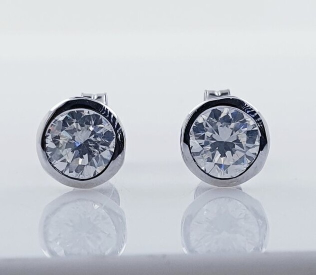 14 kt. White gold - Earrings - 1.62 ct Diamond - No Reserve