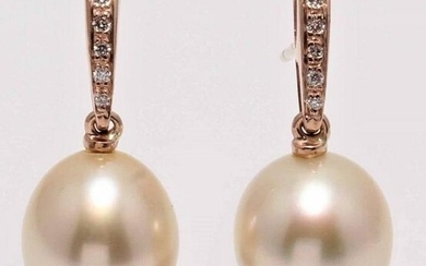 14 kt. Yellow Gold - 11x12mm Golden South Sea Pearls